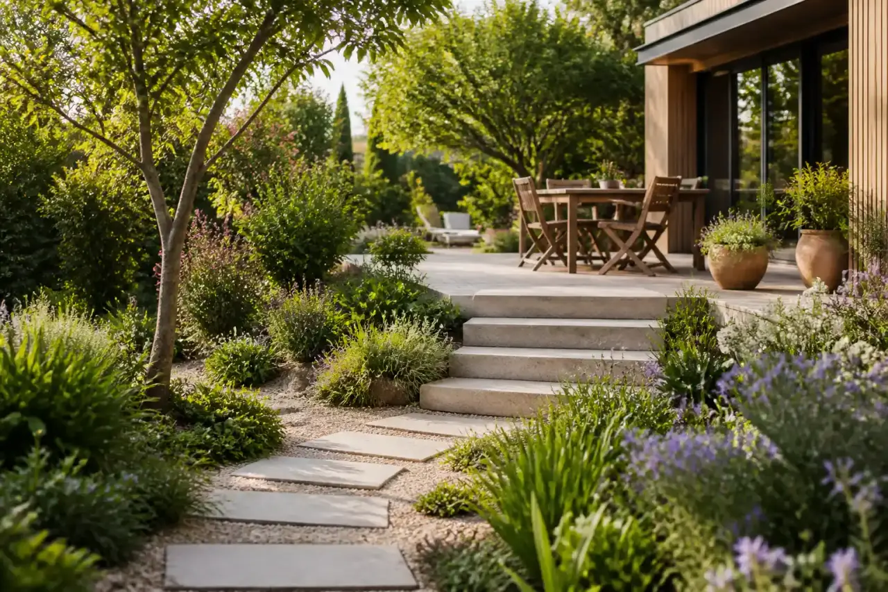 Transformation d'un espace extérieur en jardin paysager harmonieux