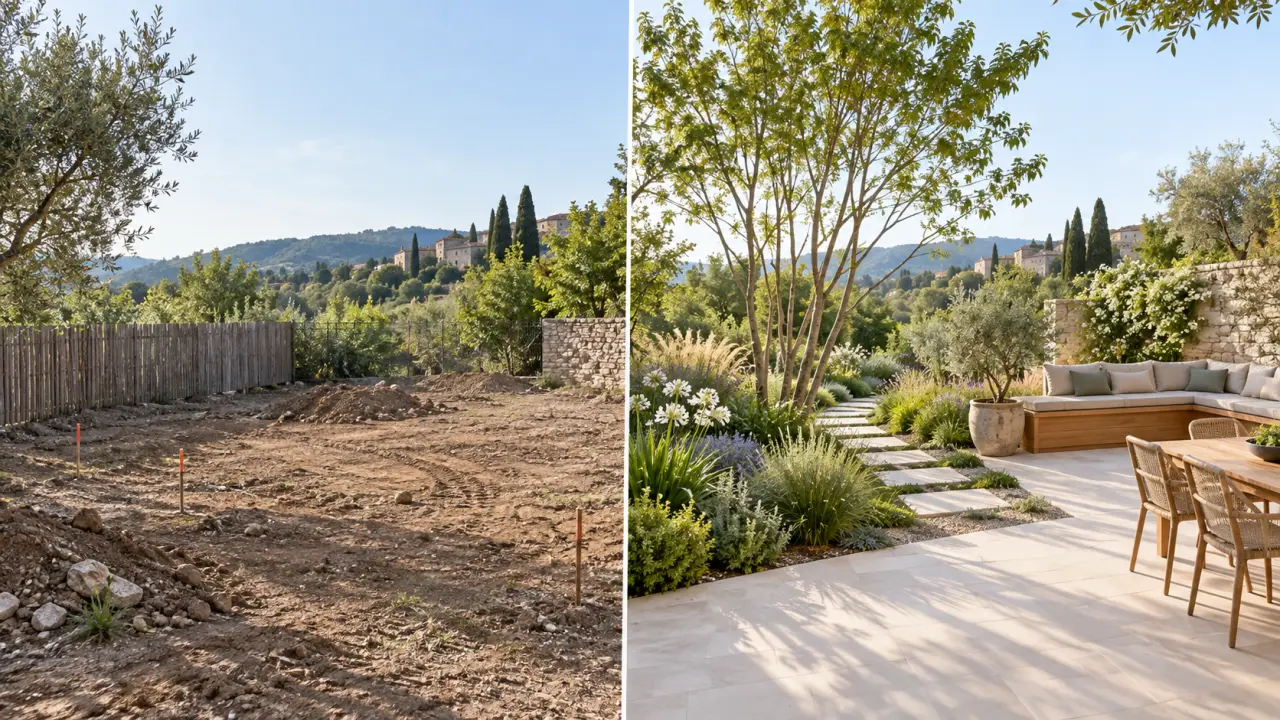 Transformation d’un terrain nu en jardin paysager accueillant et végétalisé