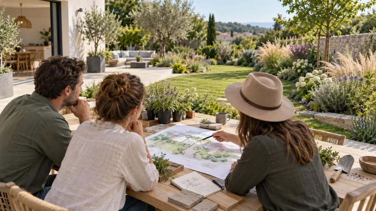 Esquisse d'un jardin avant sa transformation en espace végétalisé