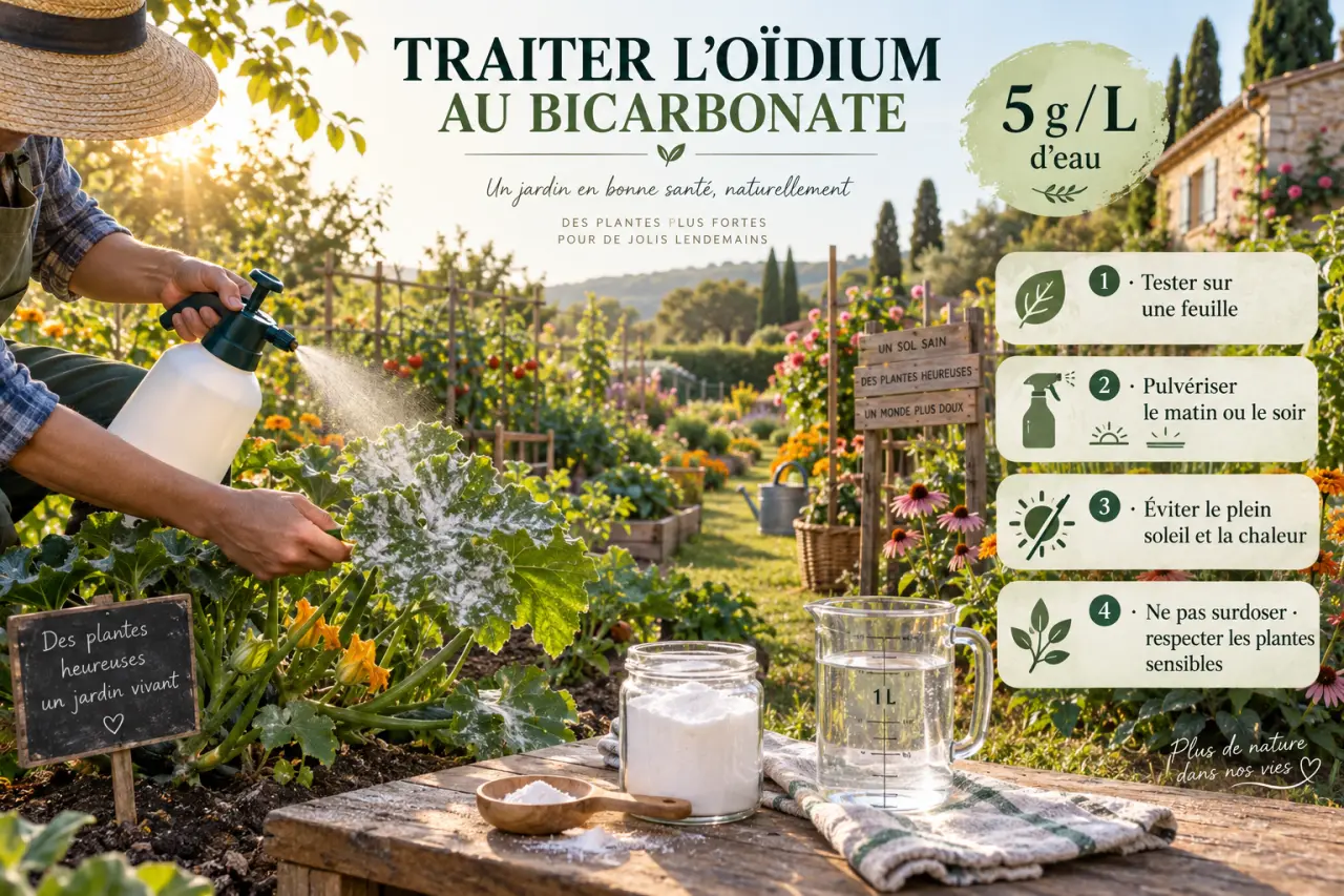 Traiter l’oïdium au bicarbonate : 5 g par litre et quatre précautions