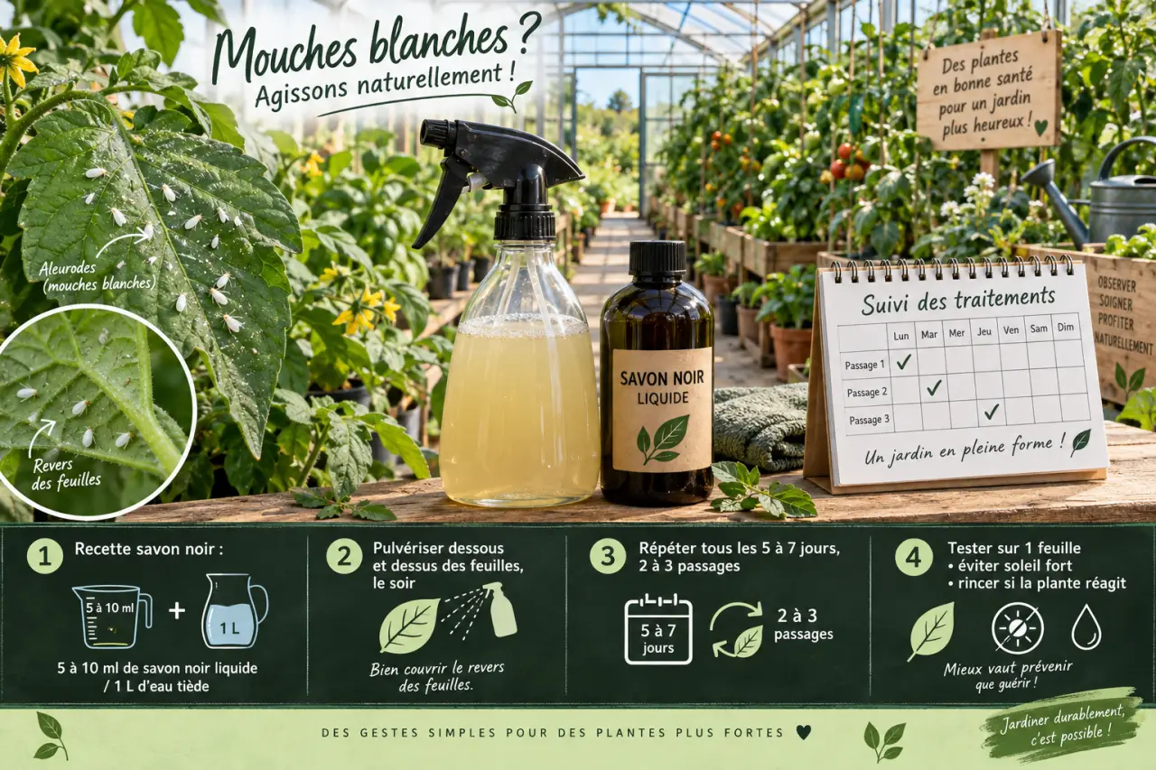 Mouche blanche : quelle recette au savon noir, quelle dose et quel suivi ?