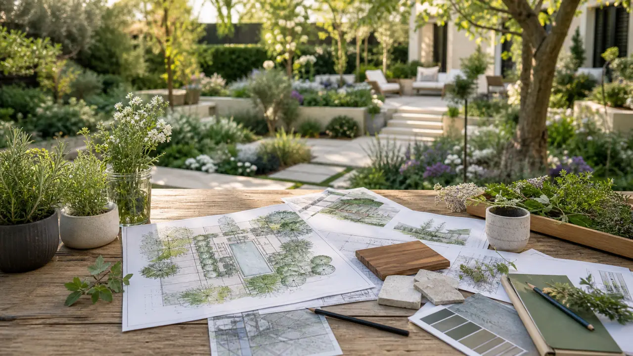 Du croquis de jardin à l'espace extérieur réalisé, dans un style lumineux et contemporain