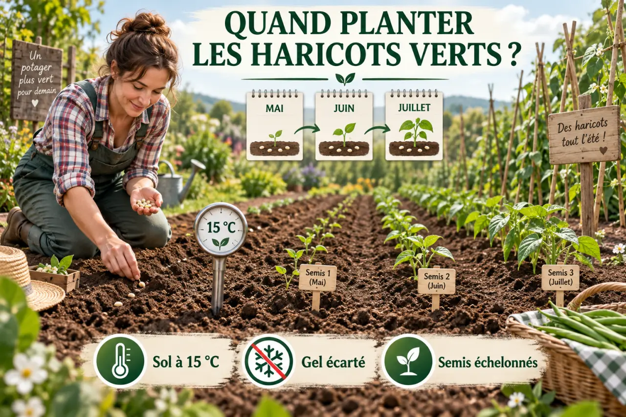 Quand planter les haricots verts ? Sol à 15 °C, gel écarté et semis échelonnés